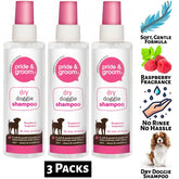 3X Pride & Groom Raspberry Dry Dog Shampoo 200ml Pet supplies